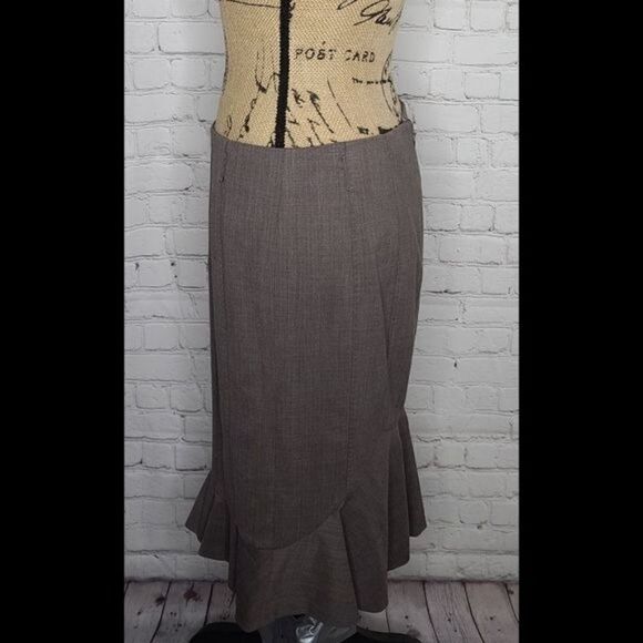 Rebecca Taylor Wool Ruffled Hem Gray Midi Skirt size 6 - Picture 15 of 15